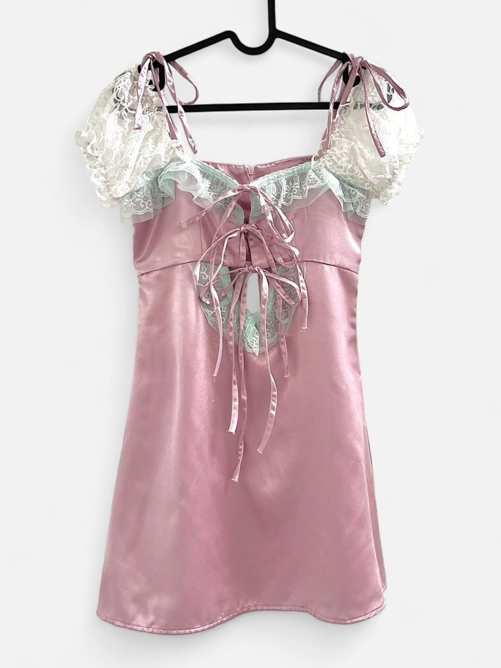 stuck on stupid pink satin mini dress
